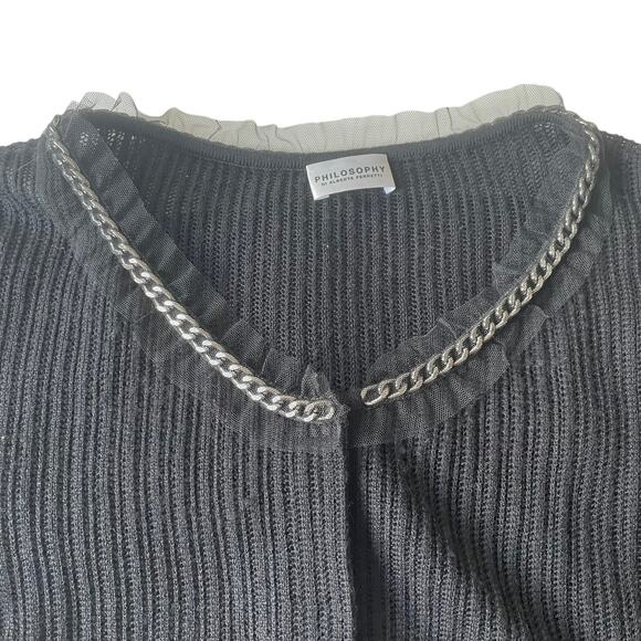 Philosophy di Alberta Ferretti Virgin Wool Cardigan Sweater Chain Trim 4 EUC - Picture 3 of 14